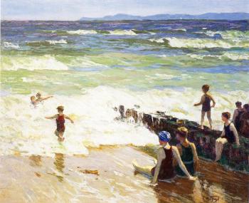 Edward Henry Potthast : Bathers by the Shore